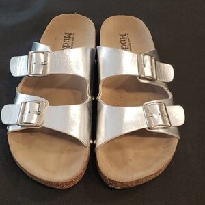 Mudd double buckle silver sandals